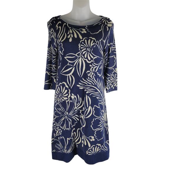 Lilly Pulitzer Pipster Floral Merino Wool Sweater Dress Blue Short Size XS - Picture 1 of 6